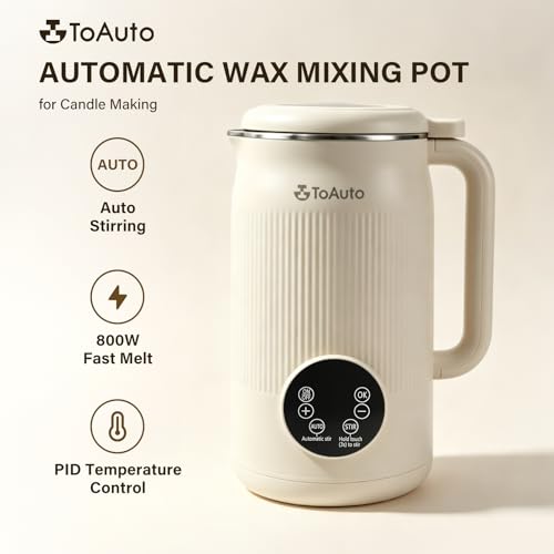 TOAUTO Wax Mixer Machine for DIY Candle Making, 1.2L Electric Wax Melter with Automatic Stirring, Digital Temperature Control 140℉-212℉, Stainless Steel Inner Pot, 800W AC120 - Image 2