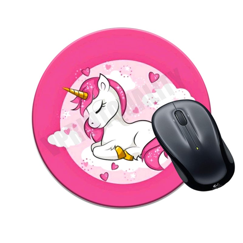Vprint Round Gaming Mouse Pad Unicorn with Heart Sarcastic Printed Multicolour Size 8x8 inches - Image 3