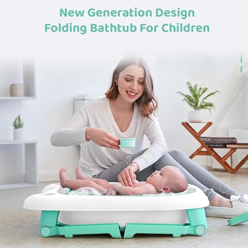 StarAndDaisy Baby Bath tub for Infant & Toddler 0 to 5 Years, 2-in-1 Bathub for Kids, Foldable tub with Cushion & Bathing Chair for Boys & Girls, Fast Drainage & Space Saving Design -Green - Image 4