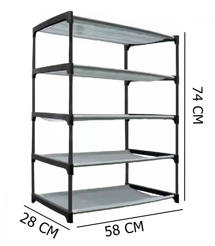 EXPOSURE 4 Layer Multipurpose Metal Pipes Non Woven Cover and Shelf with Single Connector Collapsible Shoe Rack Blue - Image 3