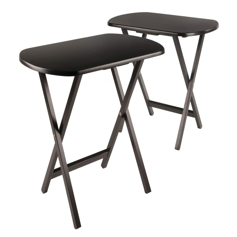 Winsome Corbett Set of 2 Oversized Foldable Snack Tables, Easy to Store Portable Fold Up Table Set for Kitchen, Living Room TV Dining, Crafts, Puzzles, Work From Home - Image 2