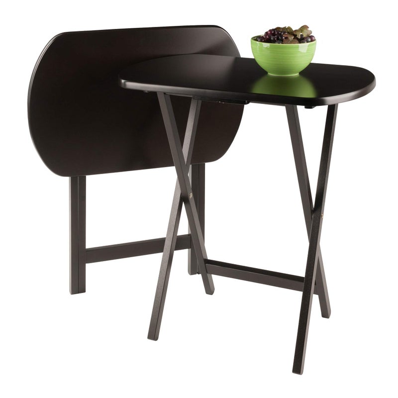 Winsome Corbett Set of 2 Oversized Foldable Snack Tables, Easy to Store Portable Fold Up Table Set for Kitchen, Living Room TV Dining, Crafts, Puzzles, Work From Home - Image 3