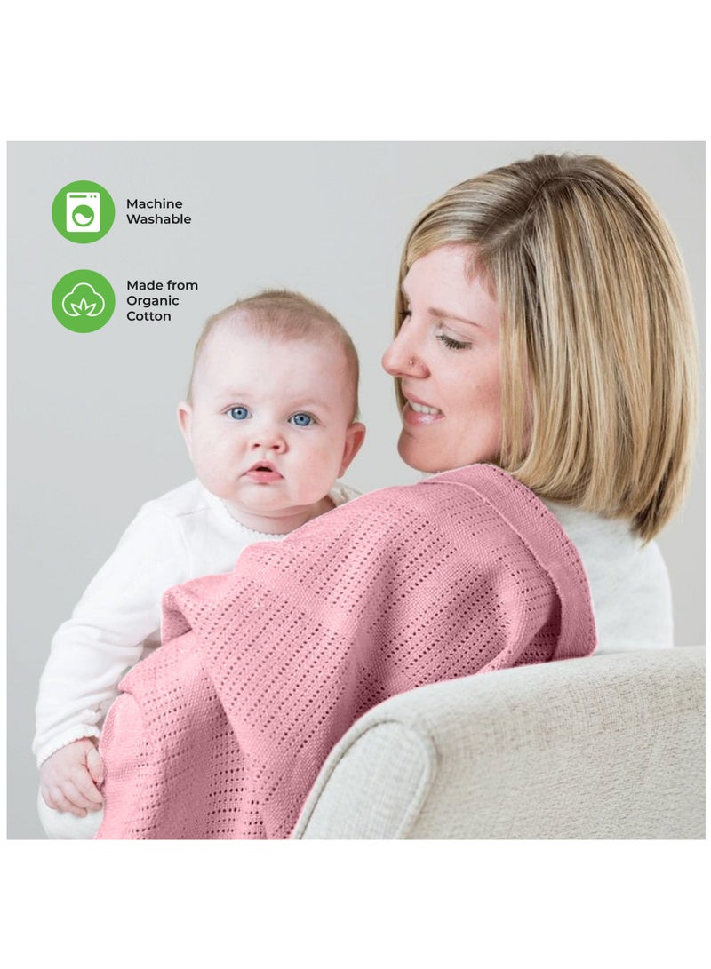 Moon Organic Cellular Blanket 75 X 100 Cm For 0 Months And Above Pink - Image 3