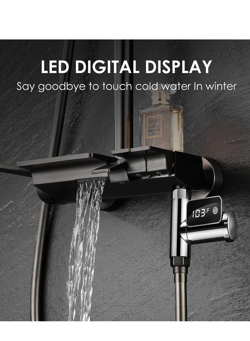ميزان حرارة الدش LED مع شاشة رقمية، ميزان حرارة ماء الدش، شاشة دوارة 360°، عرض بفهرنهايت ودرجة مئوية، ميزان حرارة ماء حمام الأطفال للاستخدام المنزلي في الحمام والمطبخ - Image 2