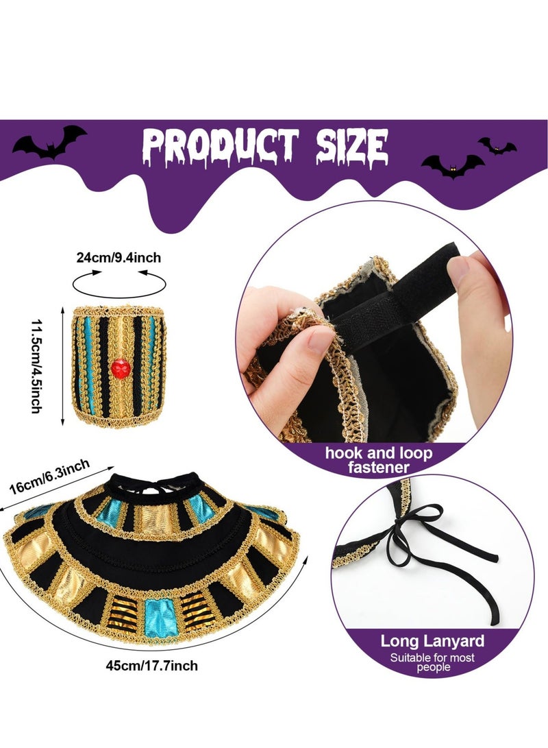 Women's Egyptian Costume Accessories, Included Egyptian Headband Snake Beaded Headpiece, Egyptian Collar Wristbands, for Egyptian Princess Halloween Costume Jewelry - Image 5