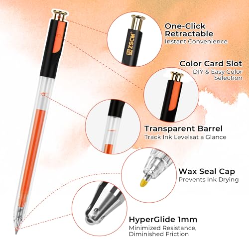 ZSCM Retractable Juicy Gel Pens, 7 Colors Large Capacity Vibrant Juicy Gel Ink Pens for Adult Coloring, 1.0 mm Fine Point Smooth Writing Color Pen for Fruit Art Note Taking Aesthetic Art Supplies - Image 2