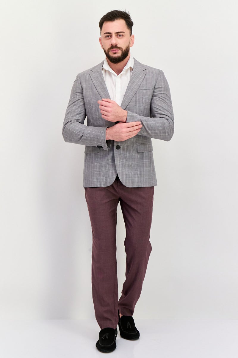 HUGO by Hugo Boss Men Extra Slim Fit Plaid Semi-Formal Blazer, Grey  - Image 2