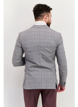 HUGO by Hugo Boss Men Extra Slim Fit Plaid Semi-Formal Blazer, Grey  - Image 3