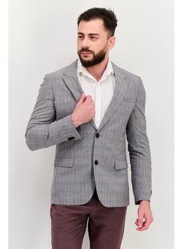 HUGO by Hugo Boss Men Extra Slim Fit Plaid Semi-Formal Blazer, Grey  - Image 1