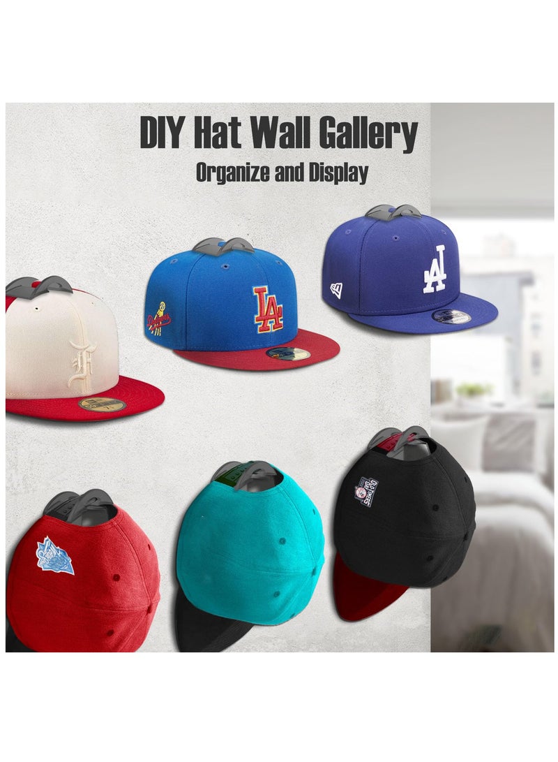 Excefore Adhesive Hat Hooks for Wall (10 Pack), 2 Different Ways Hat Racks to Organize & Display Baseball Caps, No Drilling Hat Wall Hanger, Hat Organizer Rack for Men, Translucent Black  - Image 4