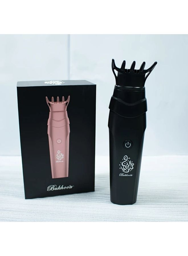 مجموعة مشط وموقد محمولة قابلة لإعادة الشحن بالأسود عبر منفذ USB، مصنوعة من مادة ABS، مع موزع عطور - Image 1