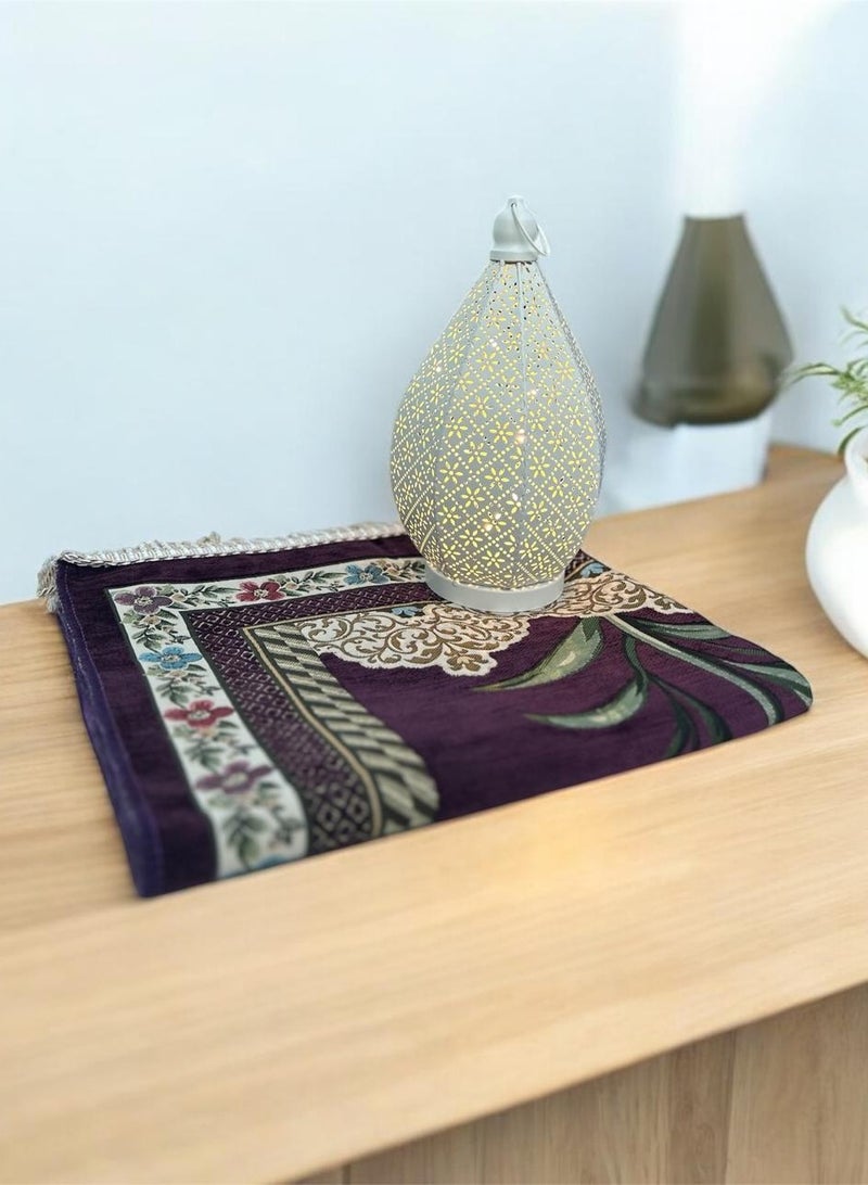 Sajadati  Premium Ramadan Gift Set – Luxury Violet Turkish Prayer Mat (120x60 cm) & Elegant Gold Lantern with Lights – Islamic Gift for Ramadan, Eid, Muslim Prayer Rug & Home Décor - Image 1