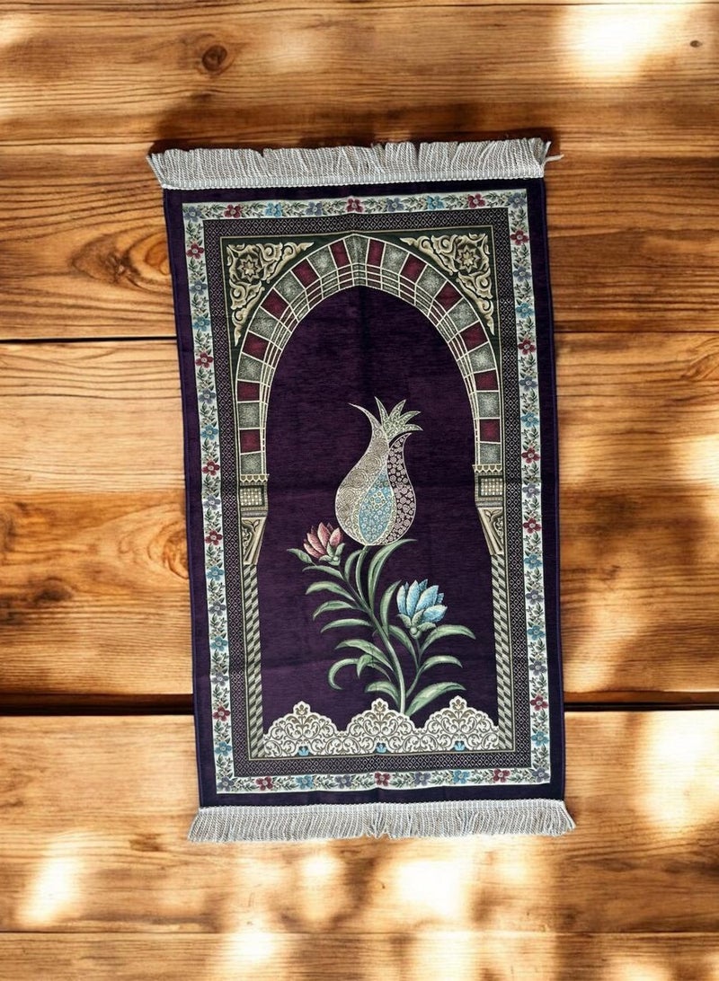 Sajadati  Premium Ramadan Gift Set – Luxury Violet Turkish Prayer Mat (120x60 cm) & Elegant Gold Lantern with Lights – Islamic Gift for Ramadan, Eid, Muslim Prayer Rug & Home Décor - Image 5