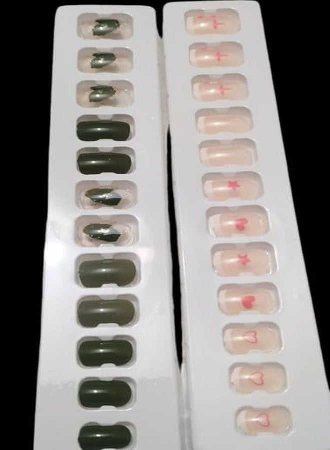 BRIKSHI Long Acrylic False Artificial MultiColor Stick on Nails Art Tips (pack 2)(24pcs)||501 - Image 3