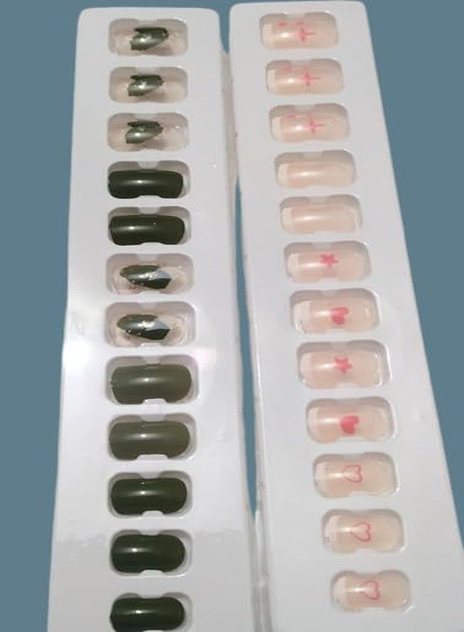 BRIKSHI Long Acrylic False Artificial MultiColor Stick on Nails Art Tips (pack 2)(24pcs)||501 - Image 2