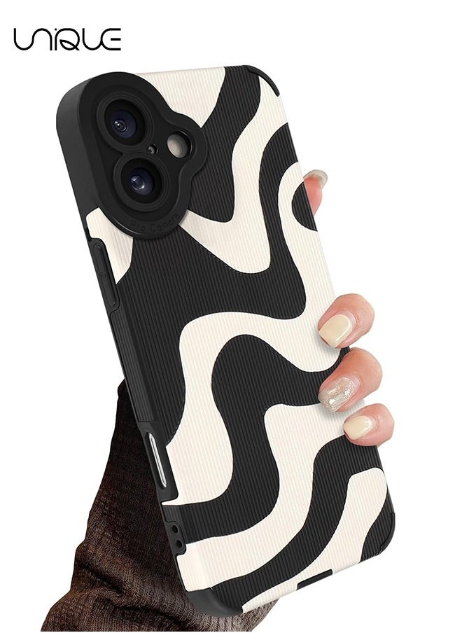 Unique For iPhone 16 Case - Cartoon Graffiti Design Case - TPU Anti-Collision and Shockproof Full Camera Case - Black/White  - Image 1