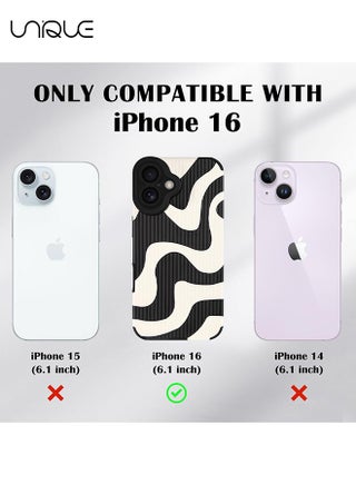 For iPhone 16 Case - Cartoon Graffiti Design Case - TPU Anti-Collision and Shockproof Full Camera Case - Black/White - view 2