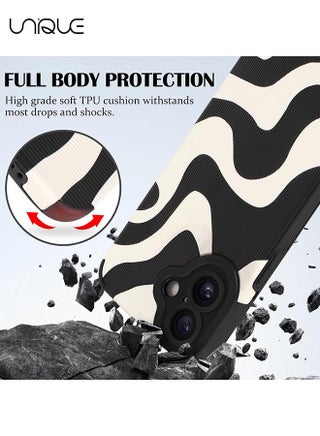 For iPhone 16 Case - Cartoon Graffiti Design Case - TPU Anti-Collision and Shockproof Full Camera Case - Black/White - view 4