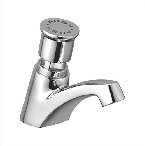 Kamal Full Brass Push Pillar Cock Faucet – Silver | Deck Mount | Durable Wash Basin Tap | Easy Push Operation | Rust-Resistant Finish | Pack of 1 - Image 3