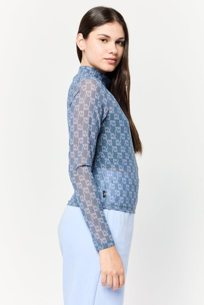 PUMA Women Sportswear Fit Long Sleeves Training Top, China Blue  - Image 3