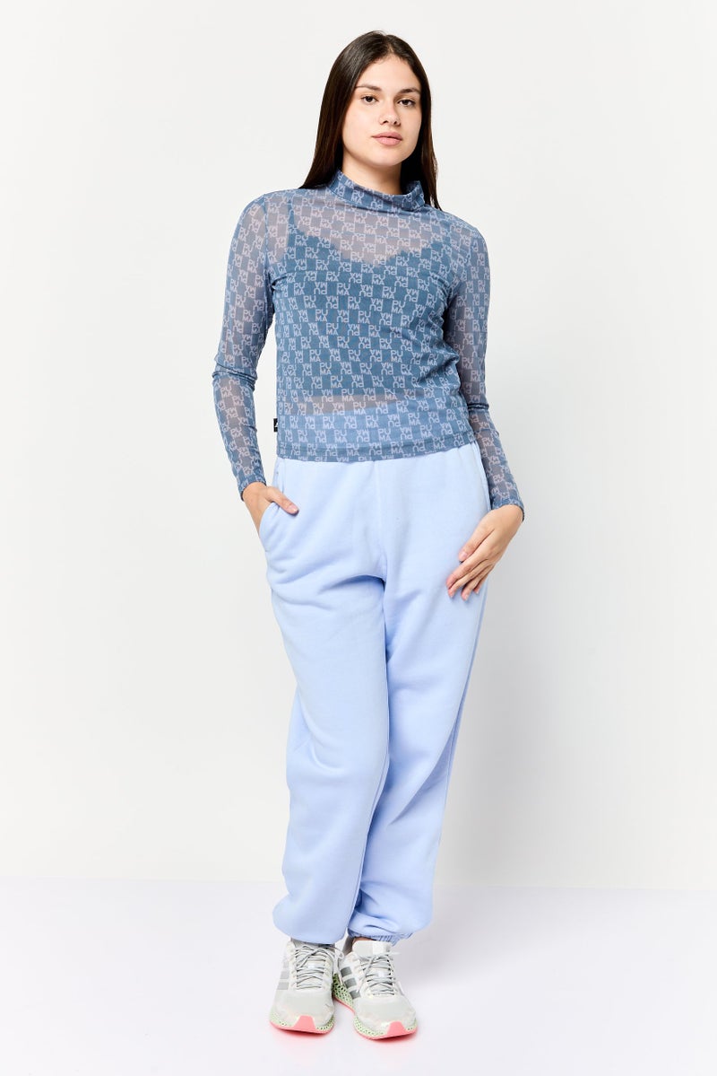 PUMA بلوزة تدريبية طويلة الأكمام للنساء، لون أزرق صيني - Image 2