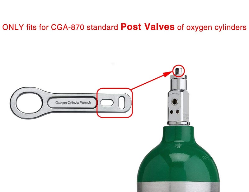 iGuerburn Small Heavy Duty Metal Oxygen Cylinder Tank Wrench O2 Key with Lanyard Cable Chain for CGA 870 Standard Post Valves for Sizes M2 A(M4) B(M6) ML6 C(M9) D(M15) JD(M22) and E(M24) - Image 3