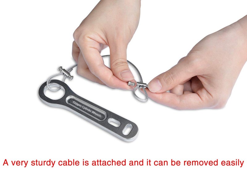 iGuerburn Small Heavy Duty Metal Oxygen Cylinder Tank Wrench O2 Key with Lanyard Cable Chain for CGA 870 Standard Post Valves for Sizes M2 A(M4) B(M6) ML6 C(M9) D(M15) JD(M22) and E(M24) - Image 4