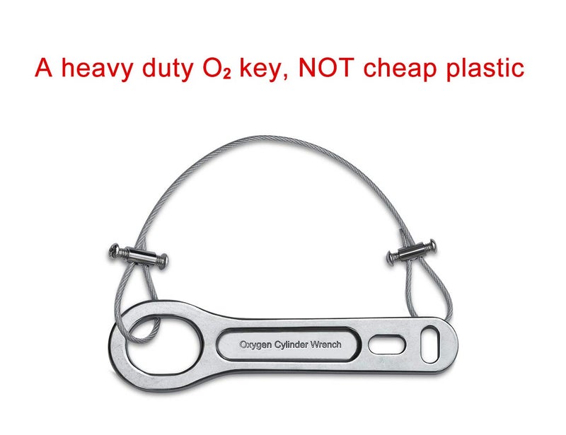 iGuerburn Small Heavy Duty Metal Oxygen Cylinder Tank Wrench O2 Key with Lanyard Cable Chain for CGA 870 Standard Post Valves for Sizes M2 A(M4) B(M6) ML6 C(M9) D(M15) JD(M22) and E(M24) - Image 2