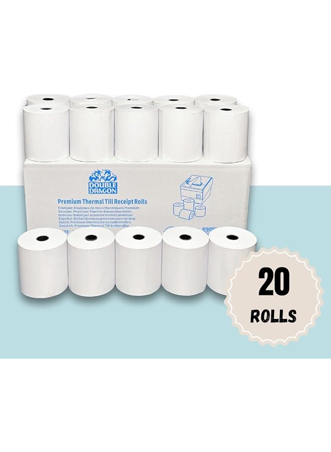 erorex 20 Rolls Of Premium 80 X 80Mm Thermal Paper Till Receipt Roll; For Epos Pos Terminal Cash Register Till Machine Epos Printer Epson Citizen Toshiba Star Bixolon Th243 Cbm232 Cbm233 Cbm253 Tm T88V - Image 2