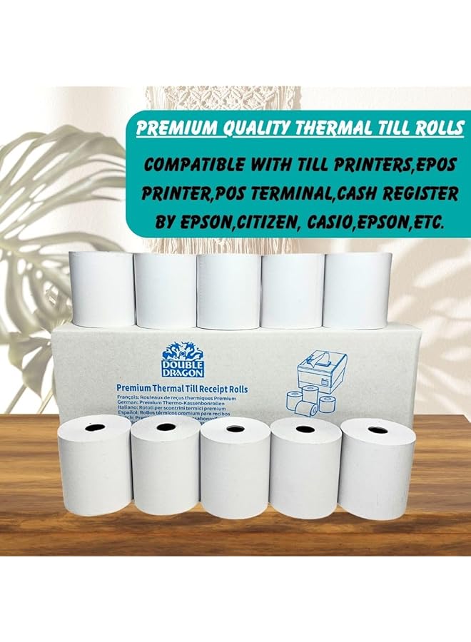 erorex 20 Rolls Of Premium 80 X 80Mm Thermal Paper Till Receipt Roll; For Epos Pos Terminal Cash Register Till Machine Epos Printer Epson Citizen Toshiba Star Bixolon Th243 Cbm232 Cbm233 Cbm253 Tm T88V - Image 4