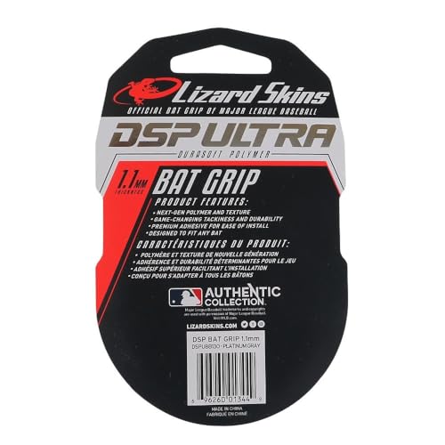 Lizard Skins DSP Ultra 1.1mm Bat Grip – Next-Gen Durasoft Polymer Baseball & Softball Bat Tape (Platinum Grey 1.1) - Image 2