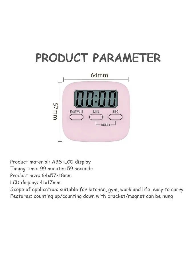 LCD Digital Kitchen Countdown Magnetic Timer Pink  - Image 4