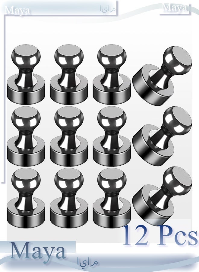 12 قطعة من مغناطيسات الثلاجة، دبابيس دفع مغناطيسية صغيرة، مغناطيسات صغيرة قوية، مغناطيسات ثلاجة للمطبخ، دبابيس دفع مغناطيسية للسبورة البيضاء، والثلاجة، والمكتب، والفصول الدراسية، ومغناطيسات الخرائط (12 قطعة) - Image 1