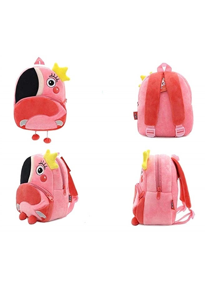 3D Cute Cartoon Little Plush Baby Backpack Baby Toy Bag(Flamingo)  - Image 2