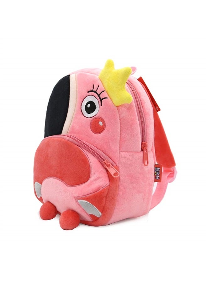 3D Cute Cartoon Little Plush Baby Backpack Baby Toy Bag(Flamingo)  - Image 3