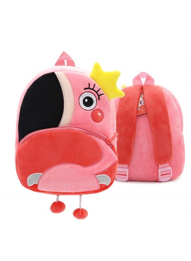 3D Cute Cartoon Little Plush Baby Backpack Baby Toy Bag(Flamingo)  - Image 1