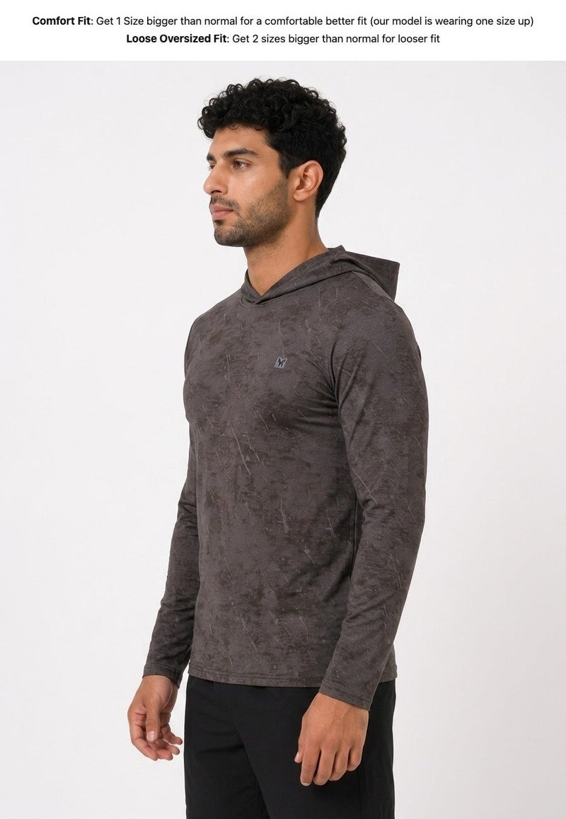 Moveletix Men's Cooling Long Sleeve Hooded T-Shirt Grey Ultra Cooling - Image 4