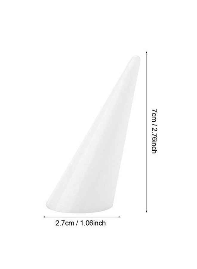 klarako 5Pcs Plastic Finger Cone Ring Stand, Single Finger Display Ring Holder Showcase Stand Jewelry Rings Organizer, White Ring Showing Organizer Exhibition Stand(White) - Image 3