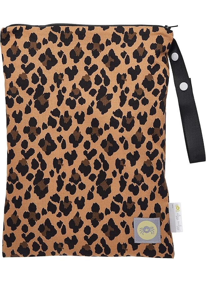 Itzy Ritzy Sealed Wet Bag With Adjustable Handle Washable And Reusable Wet Bag With Water Resistant Lining Ideal For Swimwear Diapers Gym Clothes And Toiletries Measures 11" X 14" Leopard Medium  - Image 1