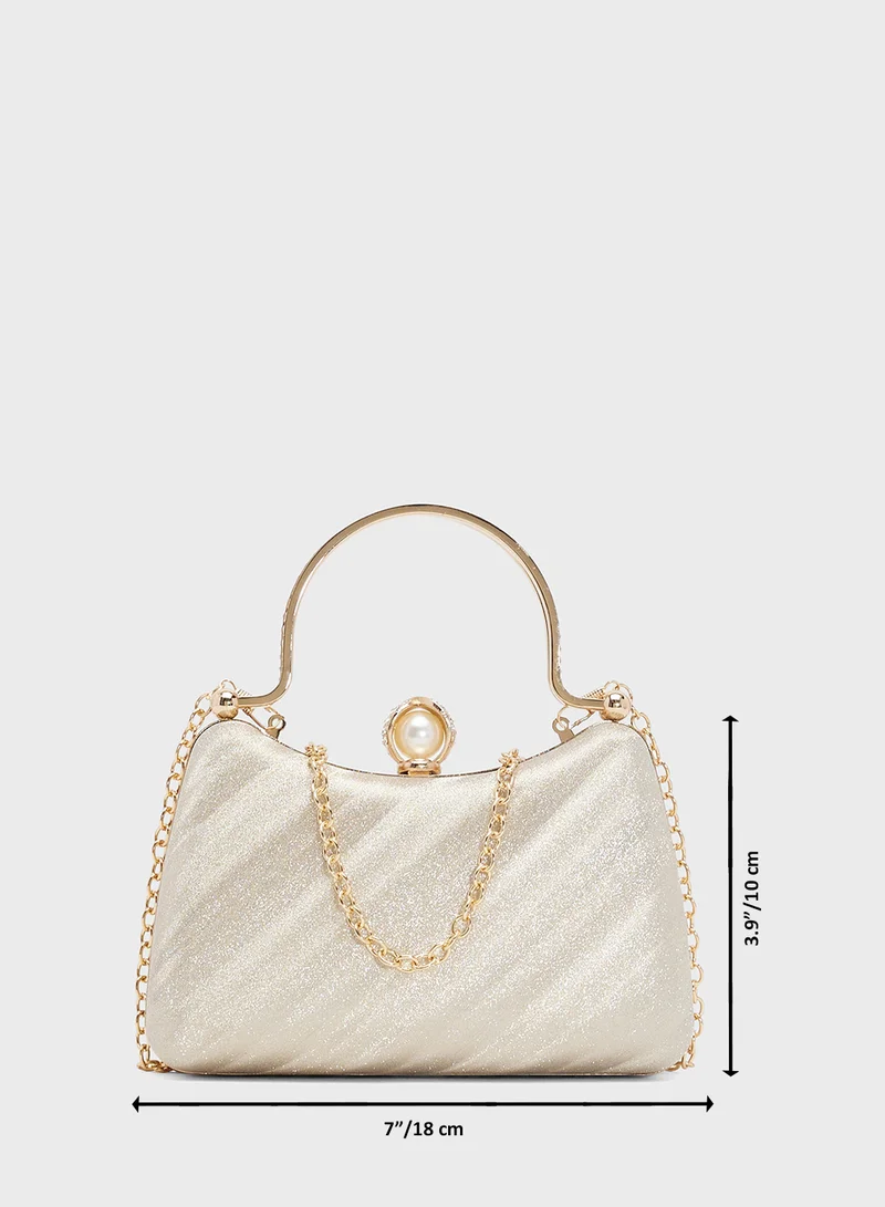 Khizana Gold Textured Metallic Clutch