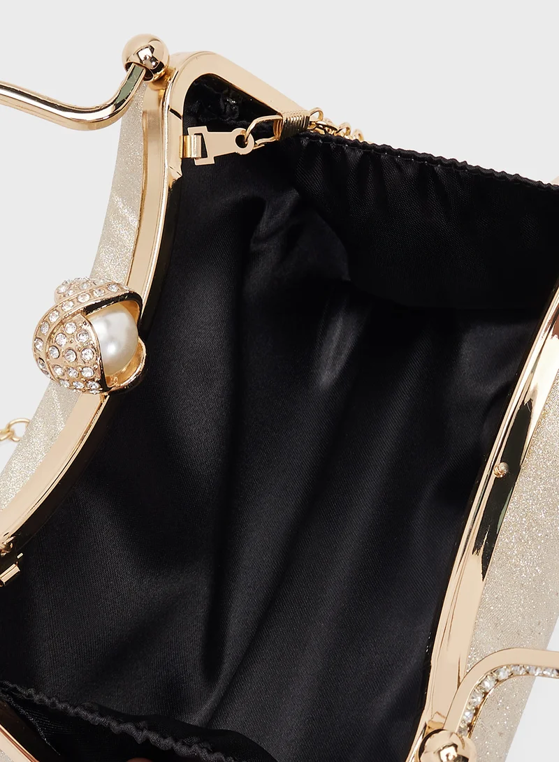 Khizana Gold Textured Metallic Clutch