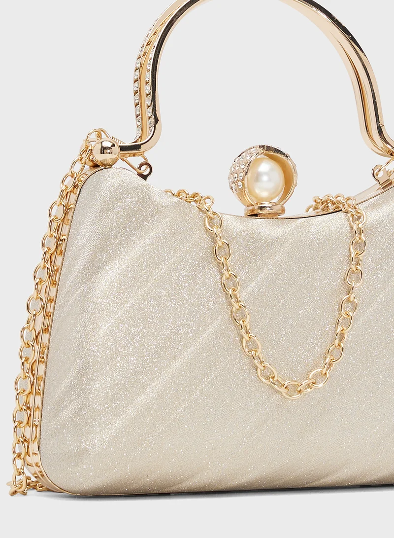 Khizana Gold Textured Metallic Clutch