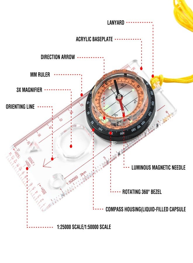 Eyeskey Multifunctional Military Sighting Navigation Compass with Inclinometer | Impact Resistant & Waterproof Compass for Hiking, Camping - Image 2