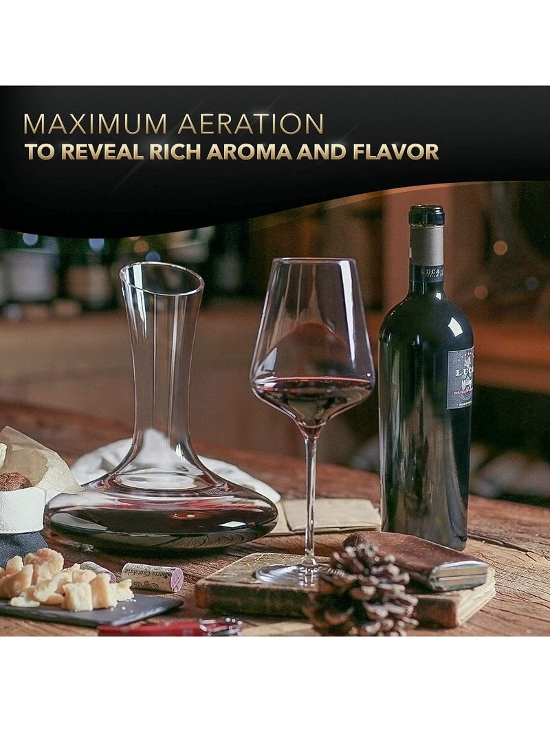 SYOSI قارورة، مصنوعة يدوياً من كريستال خالي من الرصاص، إبريق كبير بسعة 1800 مل، مُهوِّي ومُستنشق أحمر، مجموعة أكواب زجاجية - Image 5