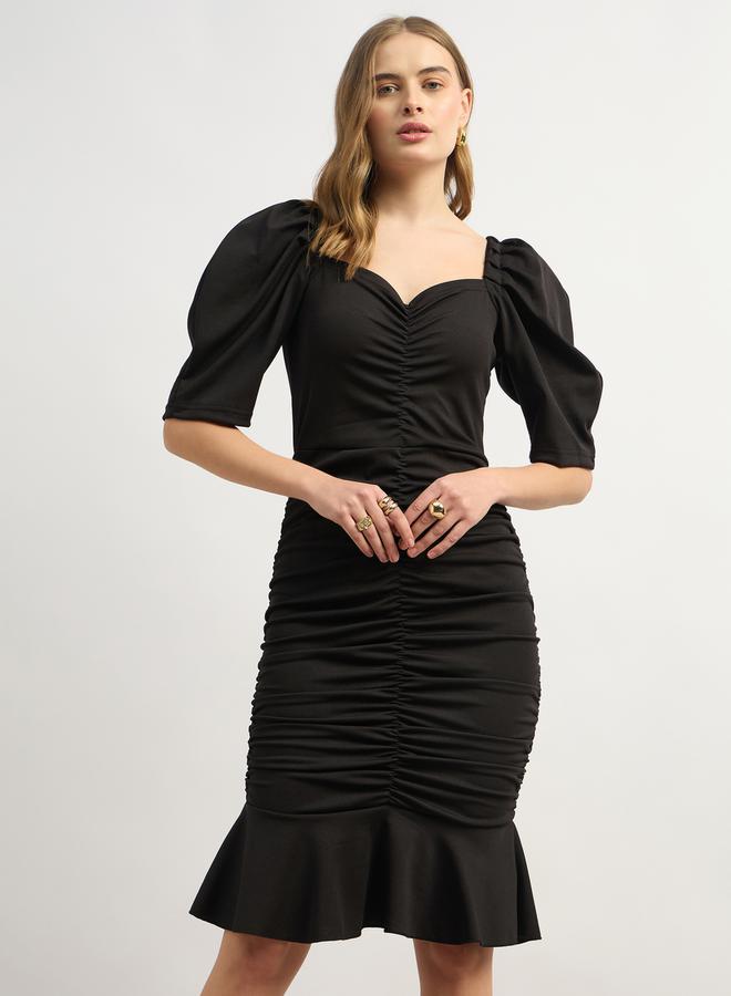 Styli Gathered Black Sheath Dress  - Image 2
