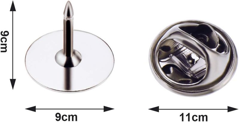 Canomo 50 Pairs Butterfly Clutch Tie Tacks Brass Pin Backs Blank Pin Keepers with 10mm Blank Pins(Silver) - Image 3