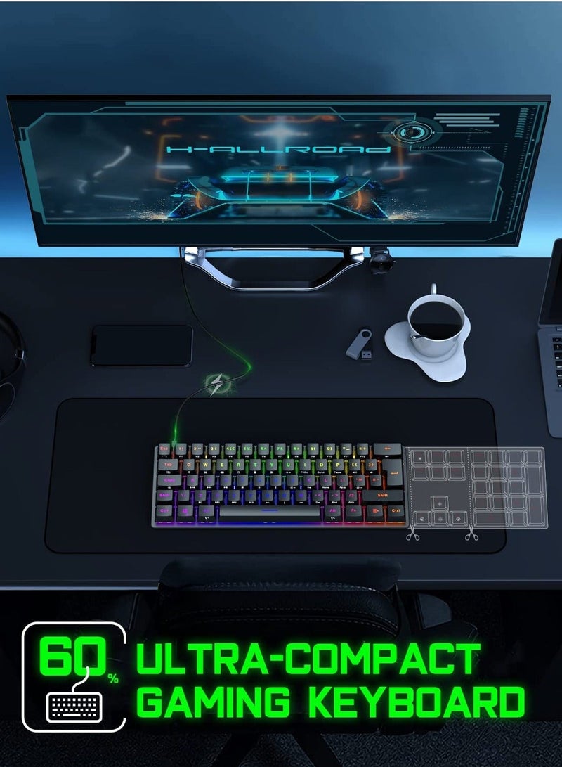 RGB Mechanical Gaming Keyboard，61 Keys USB Ergonomic Keyboard with 9 Colors Adjustable Backlights Compatible All PC, Computer, Laptop， Grade Anti Ghosting - Image 3