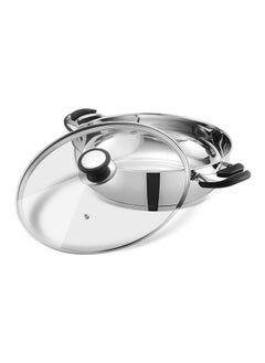 VINOD Vinod Durban Stainless Steel Kadhai with Glass Lid 3.7 Litre (26 cm) | 6.2mm Thick | Kadhai for Deep Frying | Induction and Gas Base| 2 Year Warranty - Silver  - Image 1