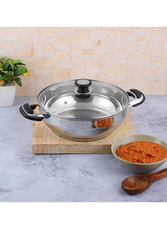 VINOD Vinod Durban Stainless Steel Kadhai with Glass Lid 3.7 Litre (26 cm) | 6.2mm Thick | Kadhai for Deep Frying | Induction and Gas Base| 2 Year Warranty - Silver  - Image 3
