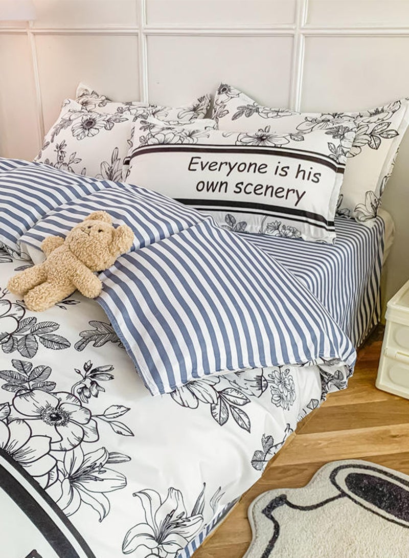 Sharpdo 4Pieces Bed Sheet Set Polyester Soft Quilt Cover With 1Quilt Cover 200*230cm 1 Flat Sheet and 2 Pillowcases - Image 3